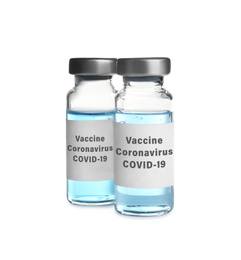 Coronavirus vaccine isolated on white. Covid-19 virus prevention