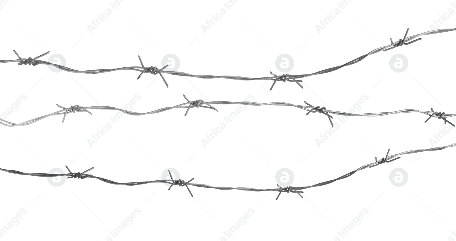 Image of Double twist barbed wire isolated on white, set