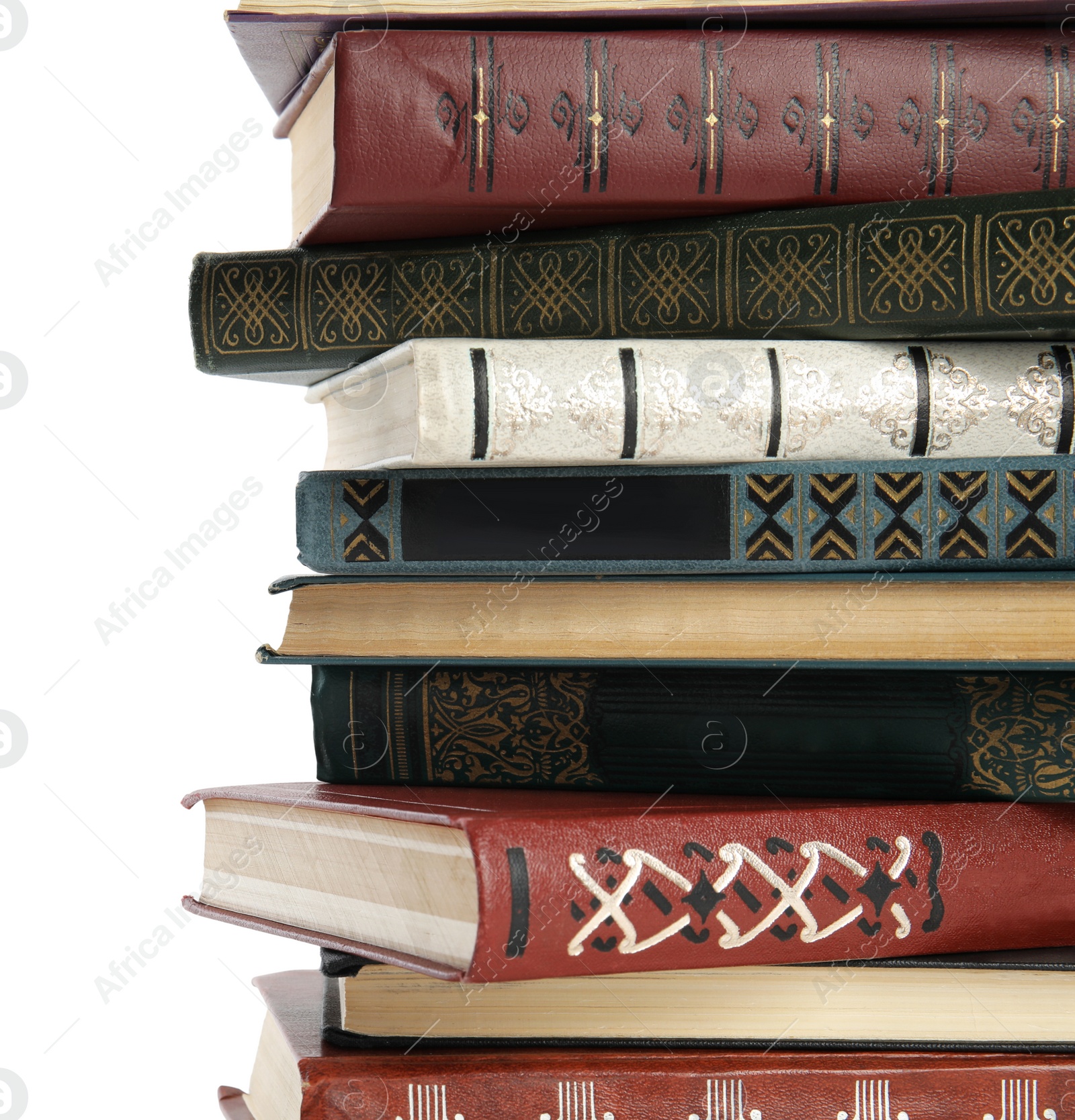 Photo of Collection of different books isolated on white