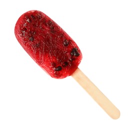 Photo of Delicious blackberry ice pop isolated on white. Fruit popsicle