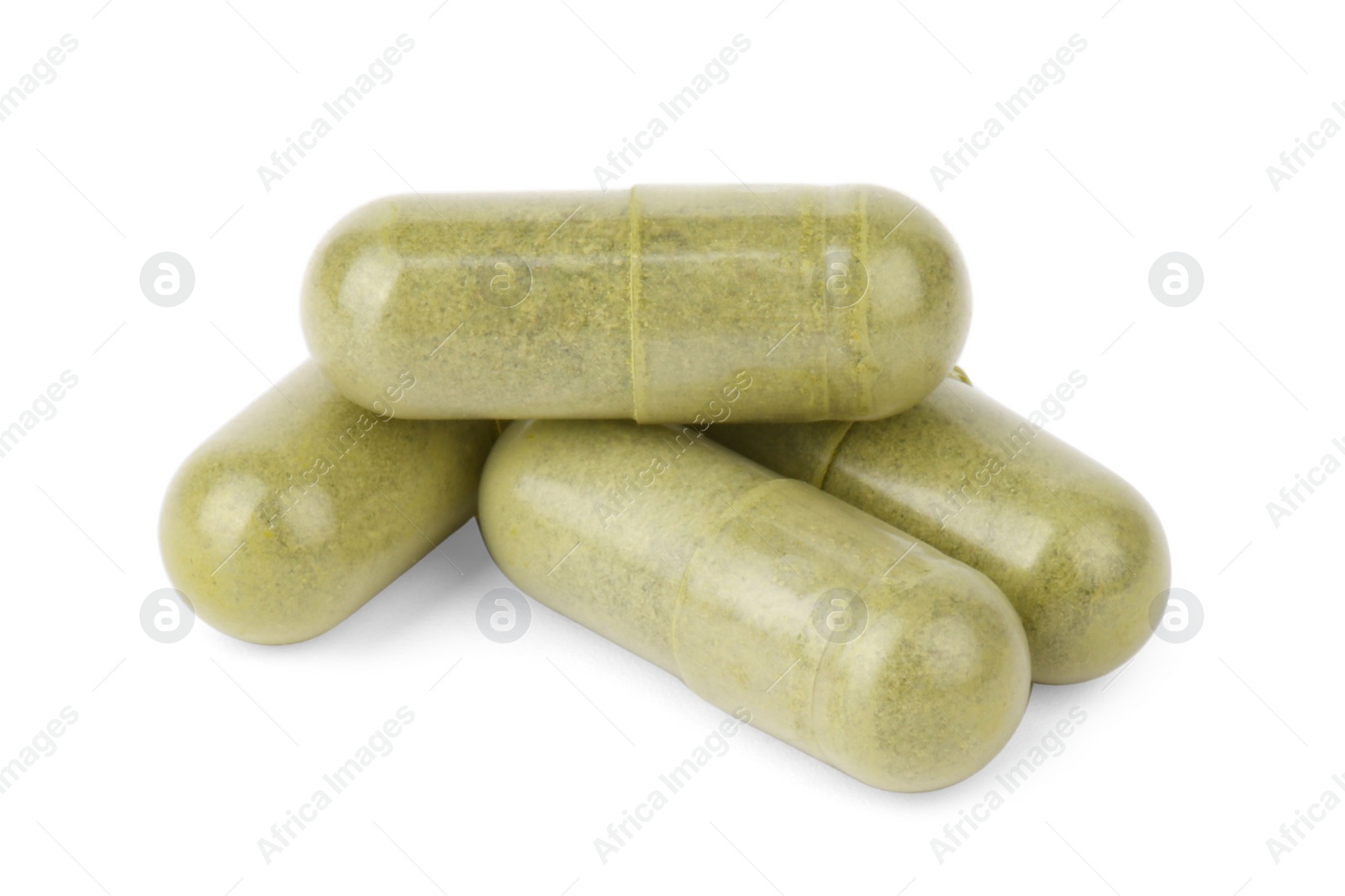 Photo of Vitamin capsules isolated on white. Health supplement