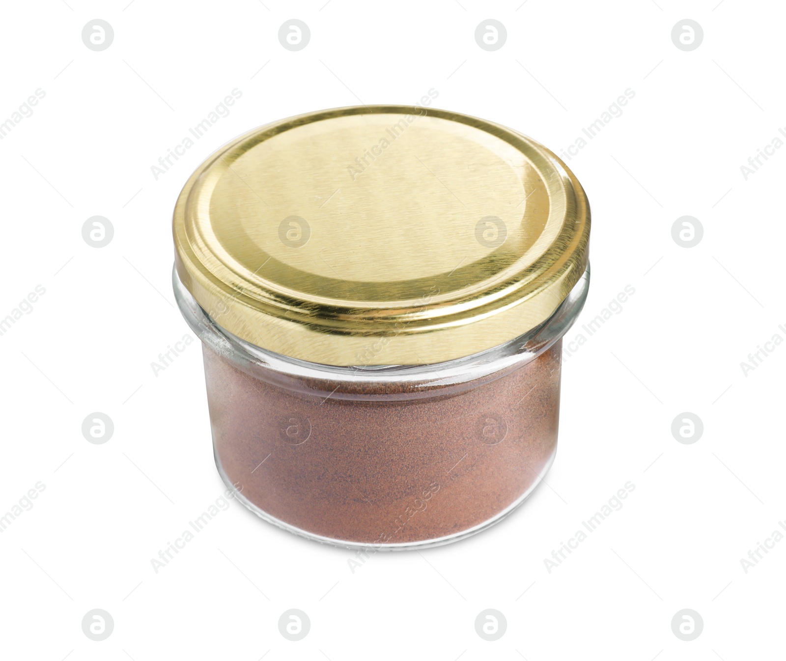 Photo of Glass jar of instant coffee isolated on white