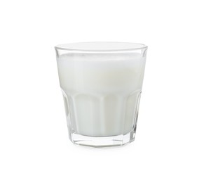 Glass of fresh milk isolated on white