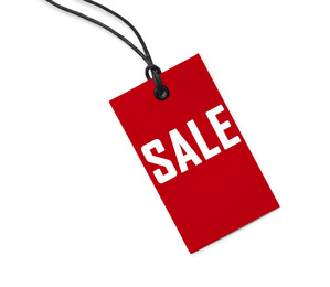 Image of Tag with text SALE isolated on white. Black Friday 