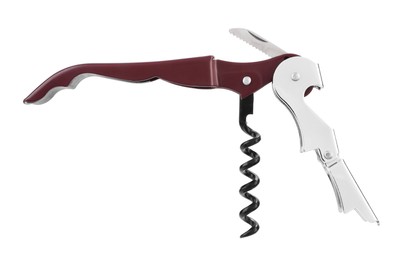 One corkscrew (sommelier knife) isolated on white