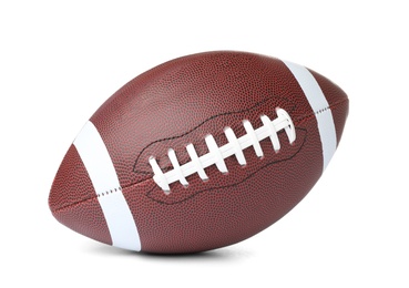 Leather American football ball on white background