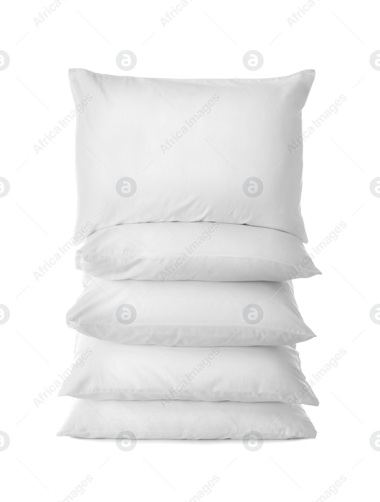 Photo of Clean soft bed pillows on white background