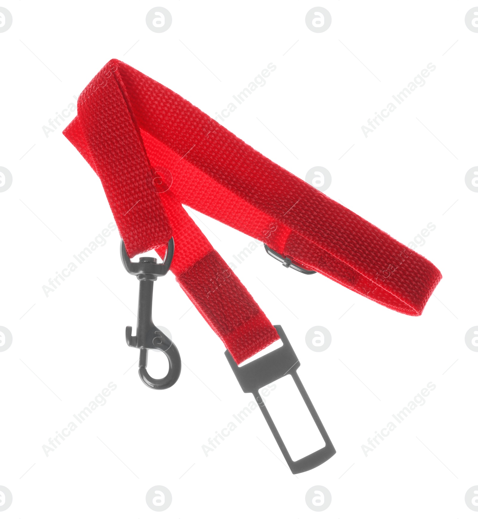 Photo of Red dog leash isolated on white. Pet accessory