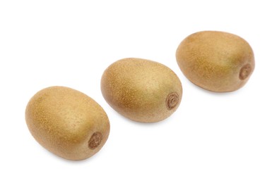 Photo of Fresh ripe yellow kiwis on white background