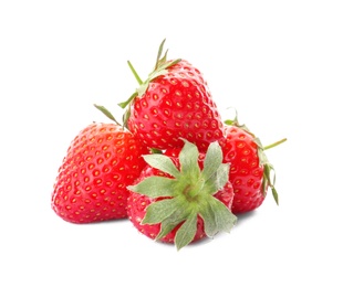 Photo of Delicious ripe strawberries on white background