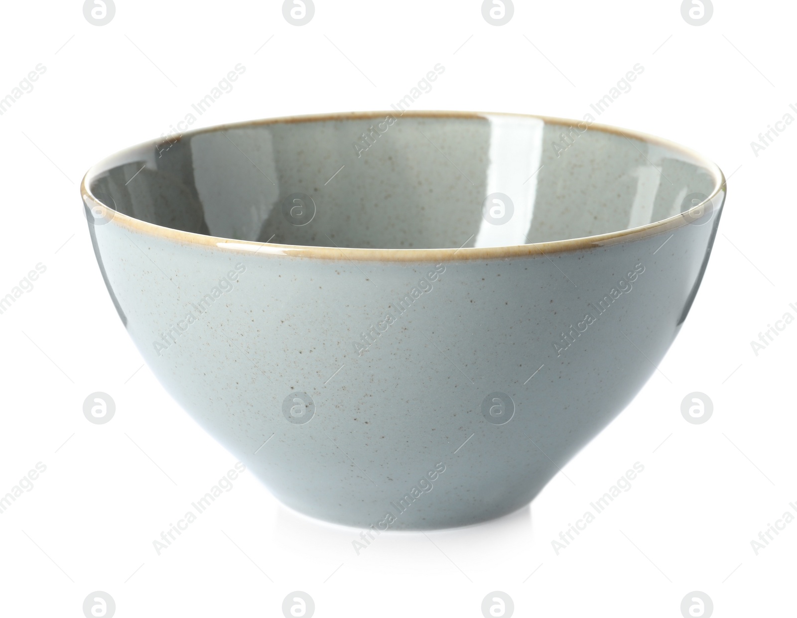 Photo of New grey ceramic bowl isolated on white