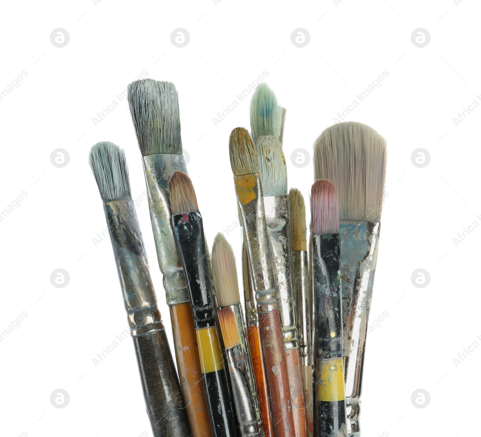 Photo of Set of paintbrushes on white background. Art supplies