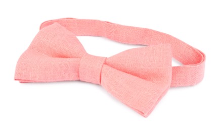 Photo of Stylish pink bow tie isolated on white