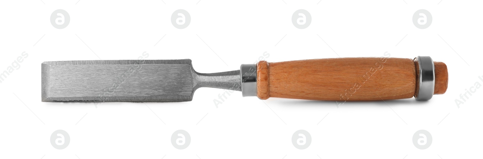 Photo of Modern chisel isolated on white. Carpenter's tool