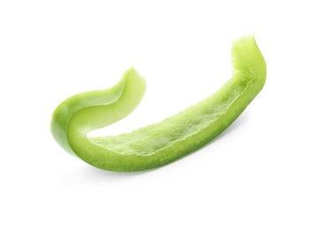 Photo of Slice of ripe paprika pepper on white background