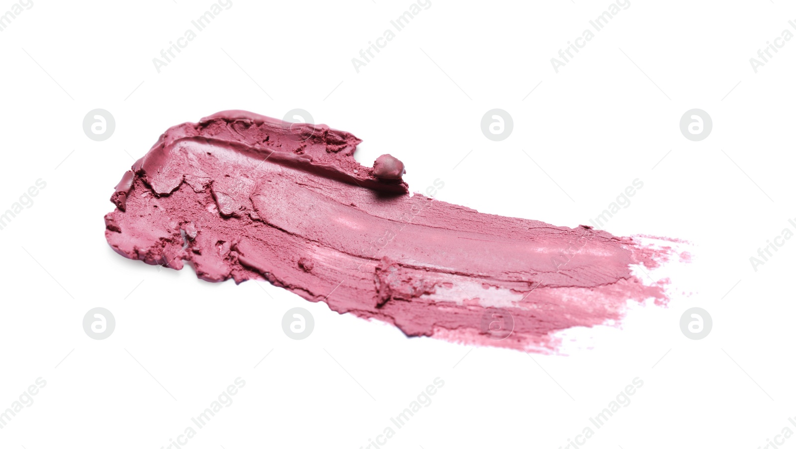 Photo of Smear of nude lipstick on white background