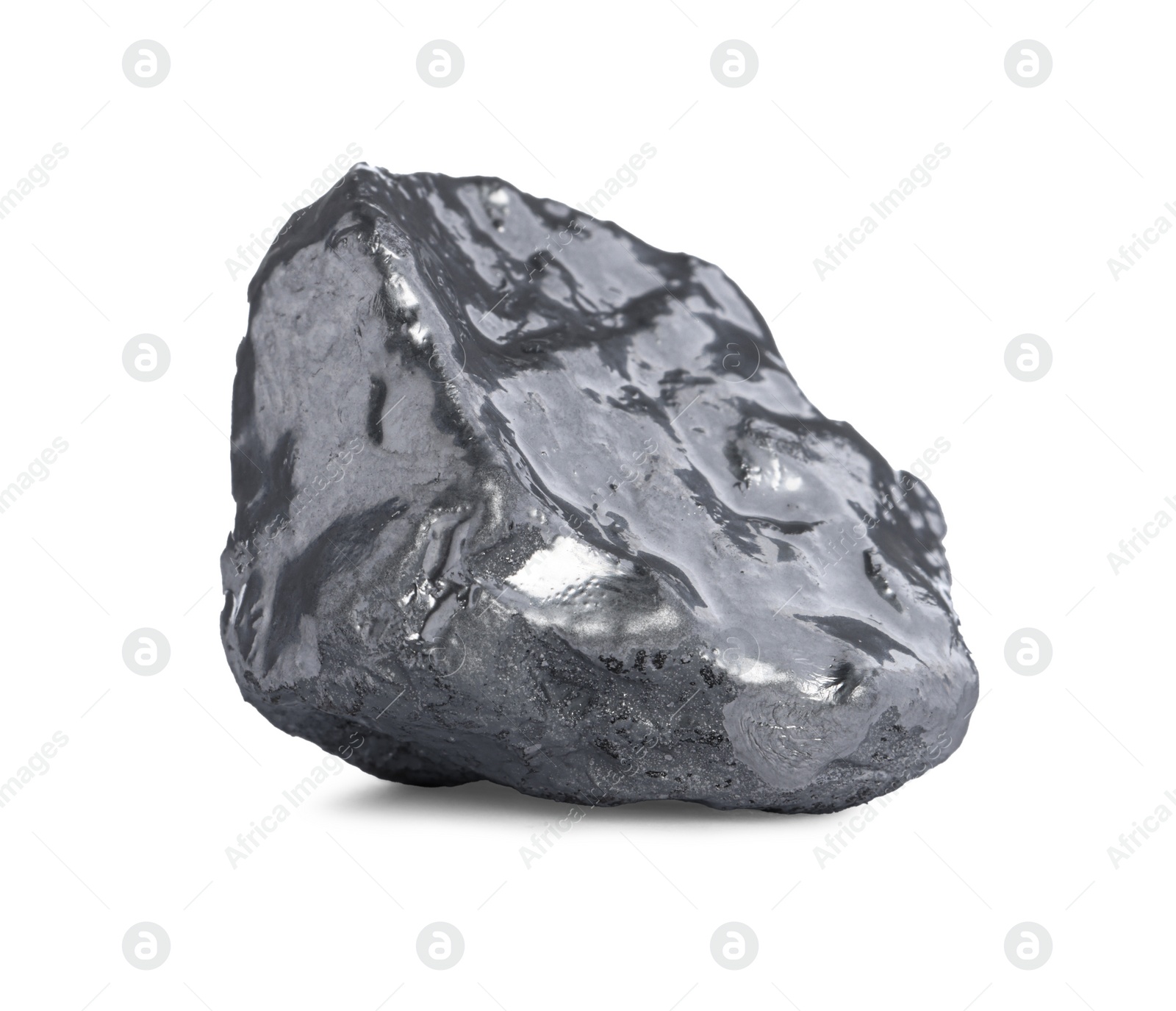 Photo of One shiny silver nugget on white background