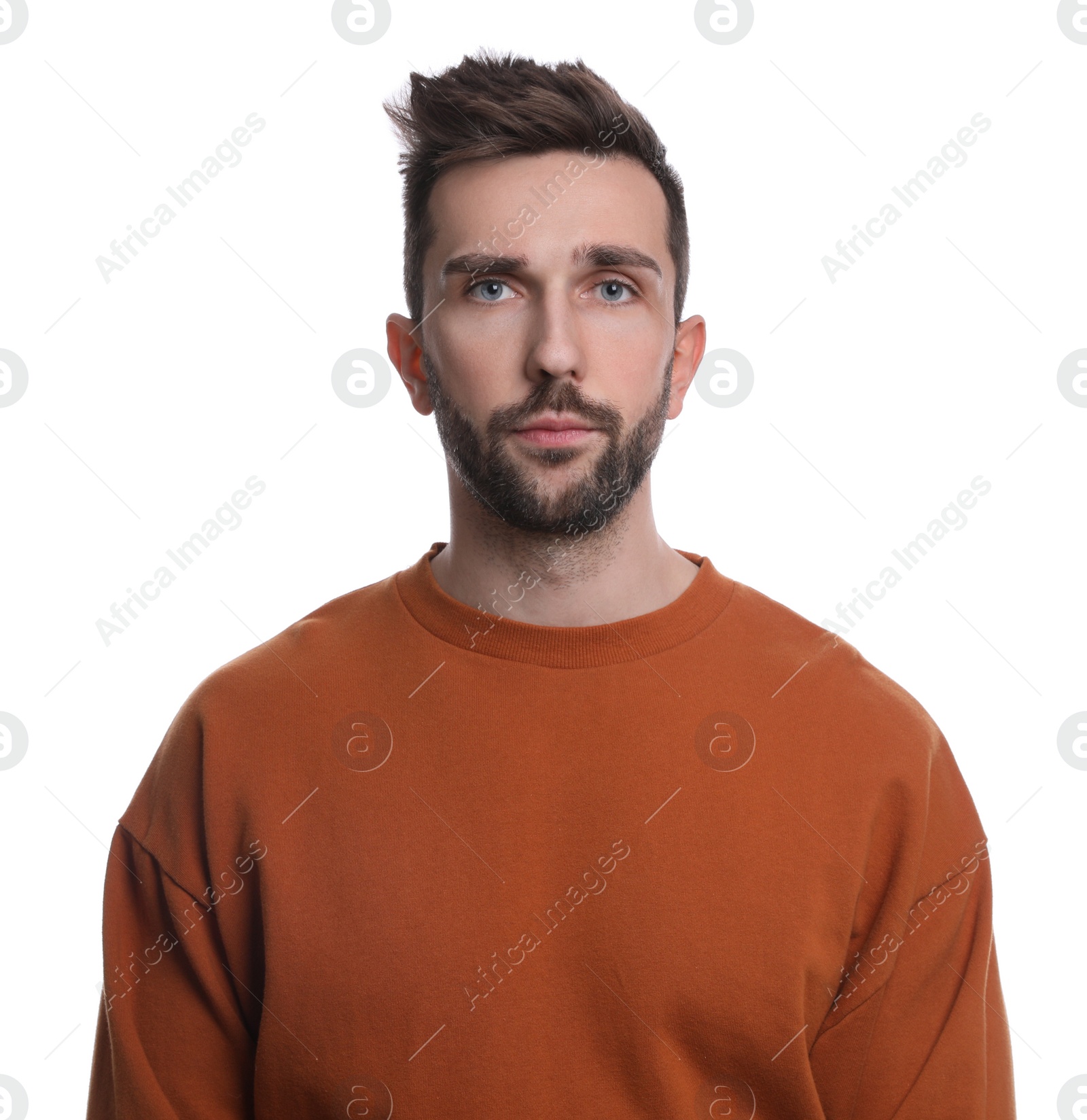 Photo of Portrait of handsome man on white background