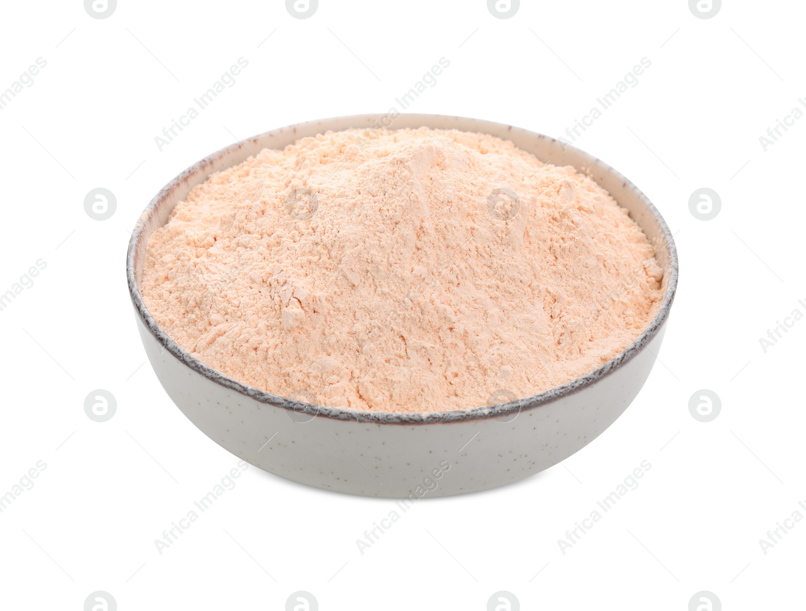 Photo of Lentil flour in bowl isolated on white