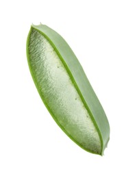 Photo of Green aloe vera slice isolated on white