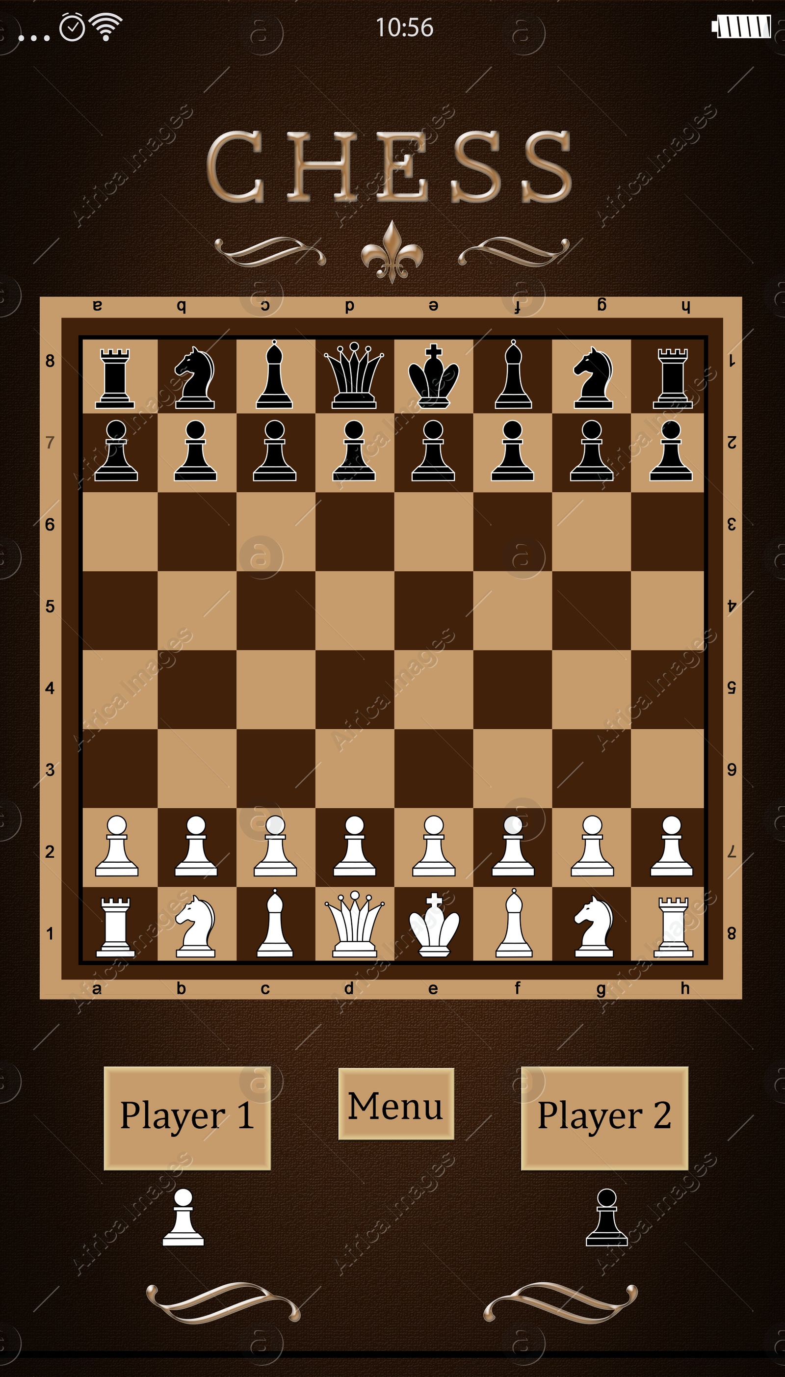 Illustration of  chessboard with pieces. Online game