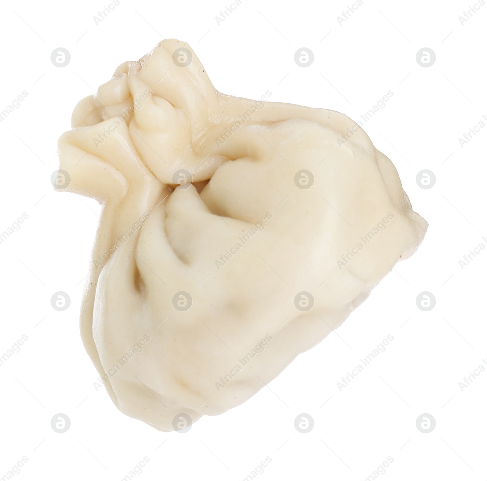 Photo of One tasty khinkali (dumpling) isolated on white. Georgian cuisine