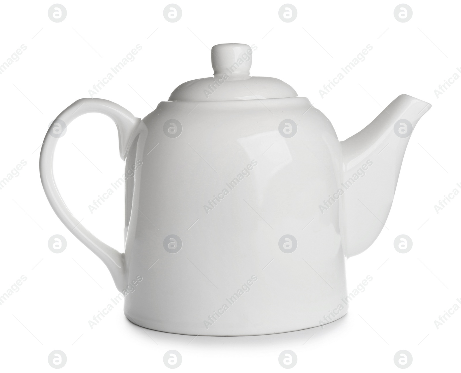 Photo of Porcelain teapot with handle isolated on white