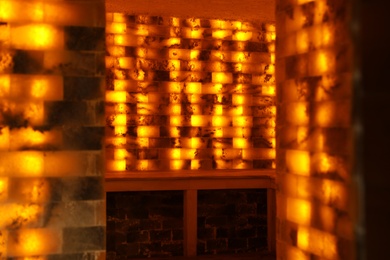 Interior of salt sauna in luxury spa center