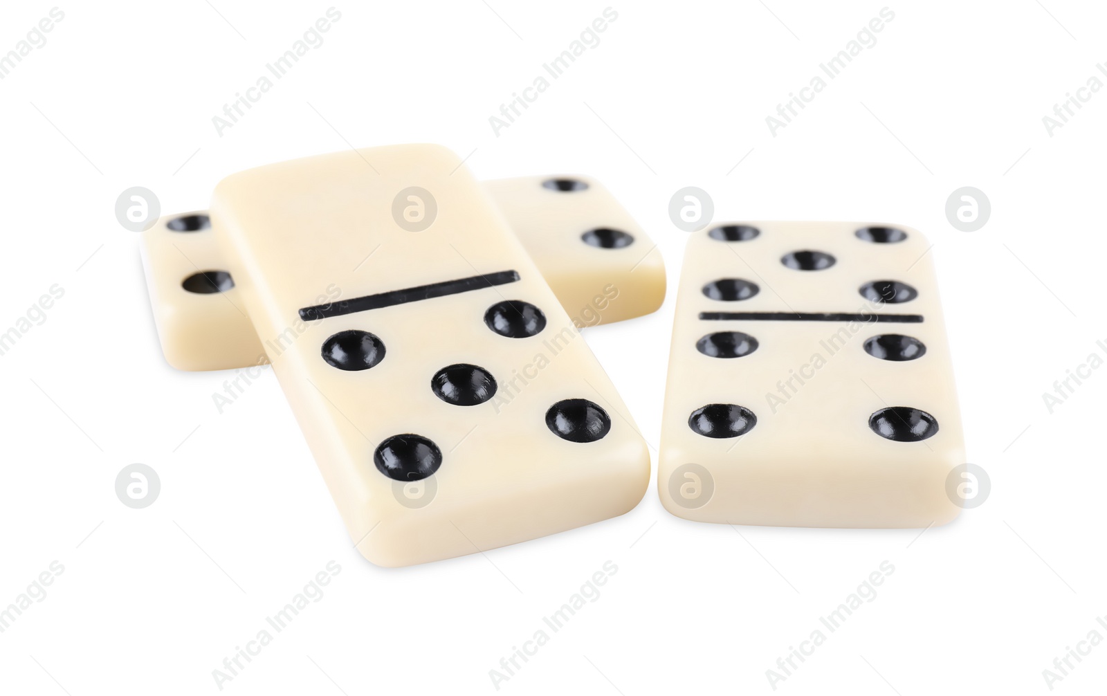 Photo of Classic light domino tiles on white background