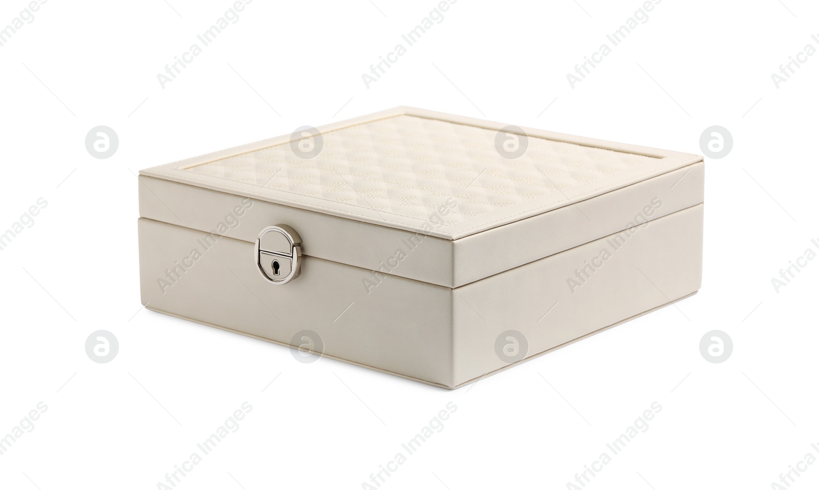 Photo of One closed jewelry box isolated on white