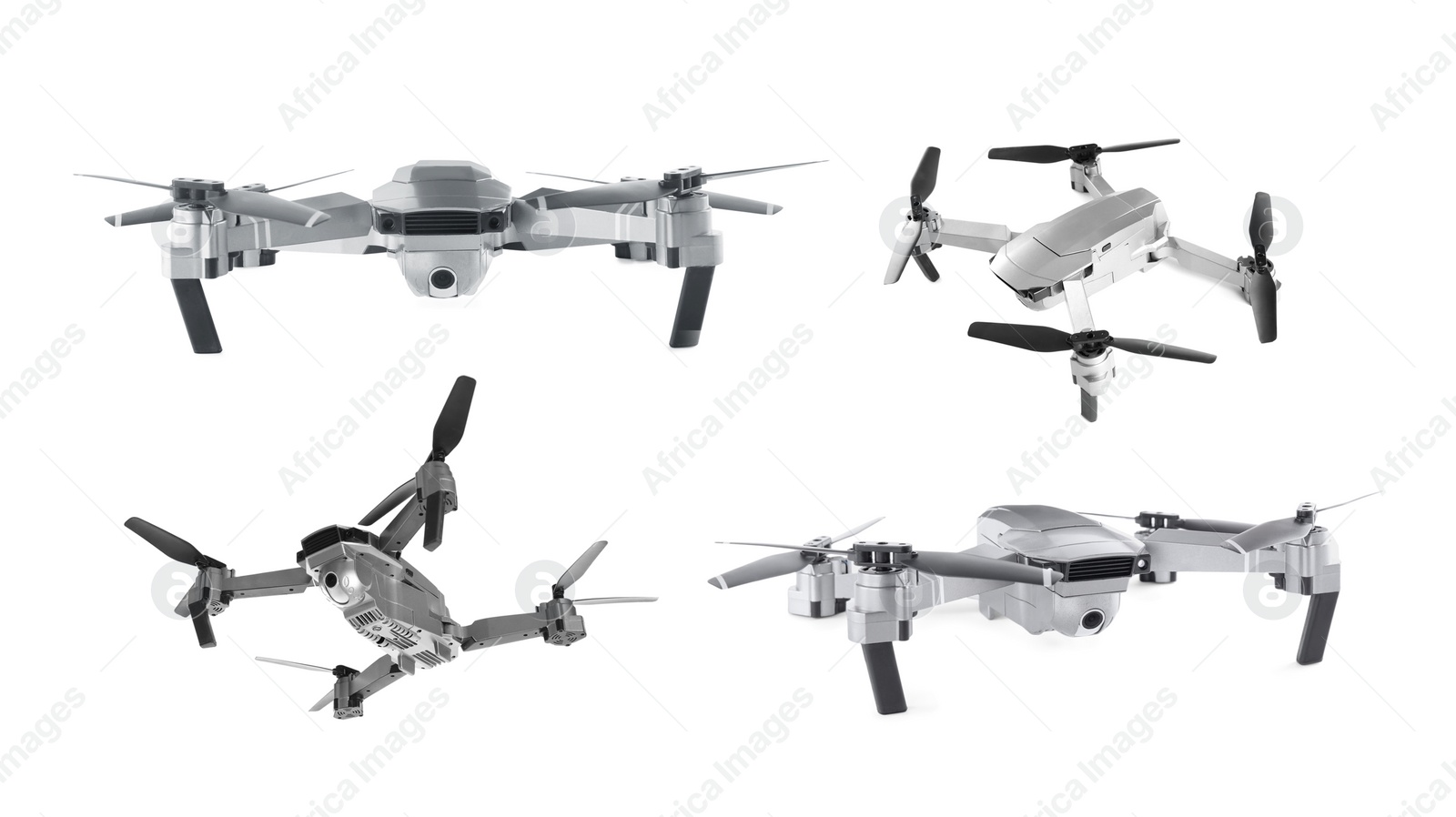 Image of Modern drone on white background, views from different sides