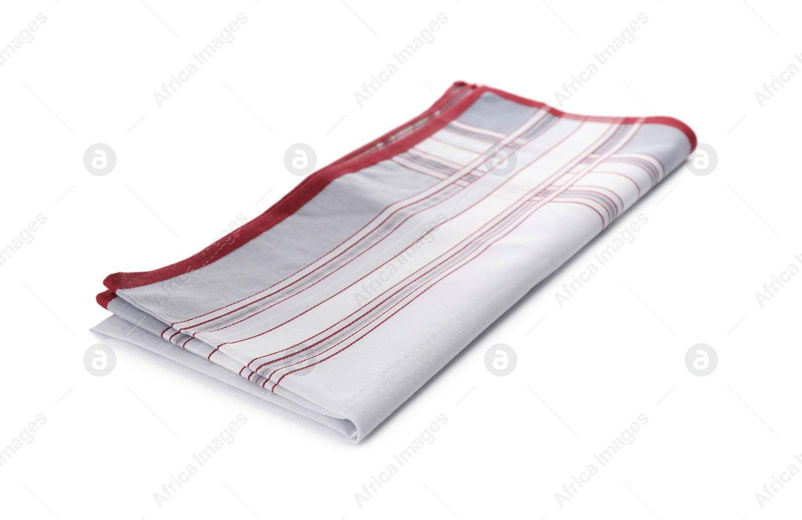 Photo of Folded handkerchief isolated on white. Stylish accessory