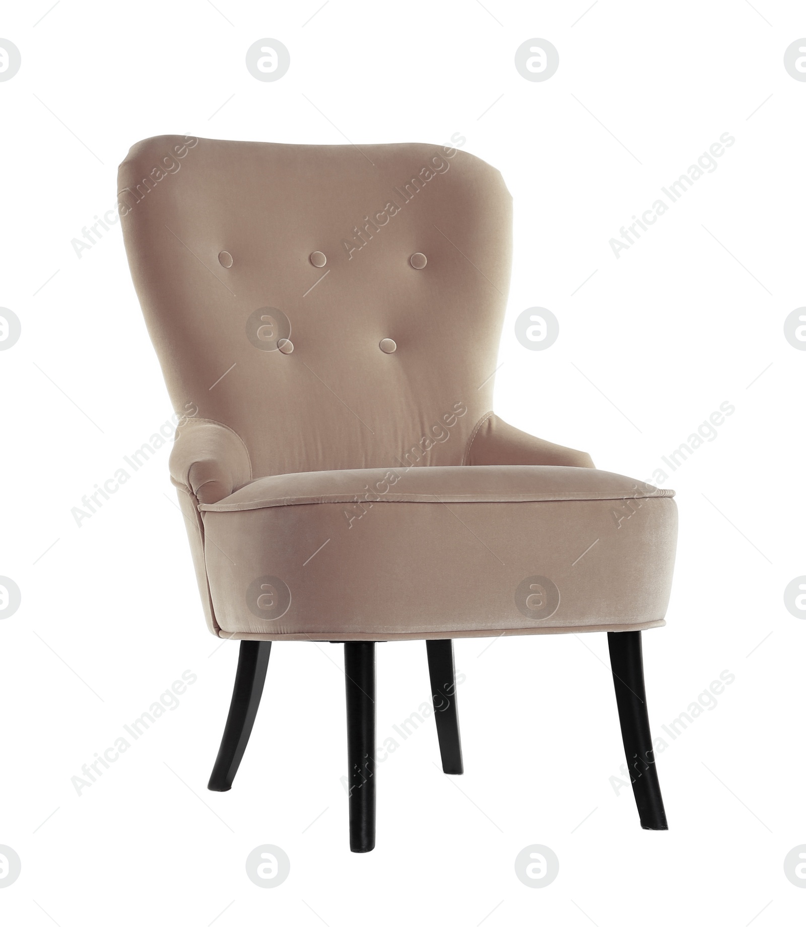 Image of One comfortable light brown armchair isolated on white