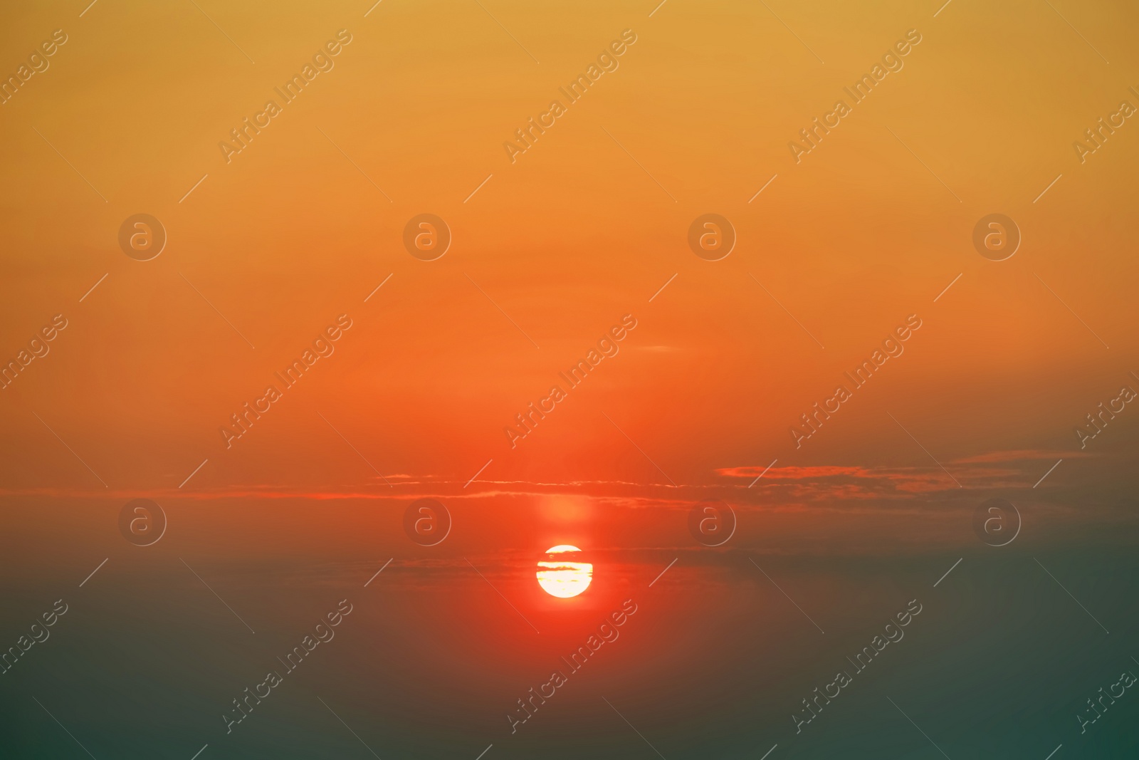 Image of Beautiful view of orange sky at sunset