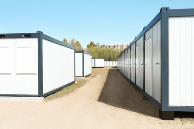 Photo of New modular houses for internally displaced persons outdoors