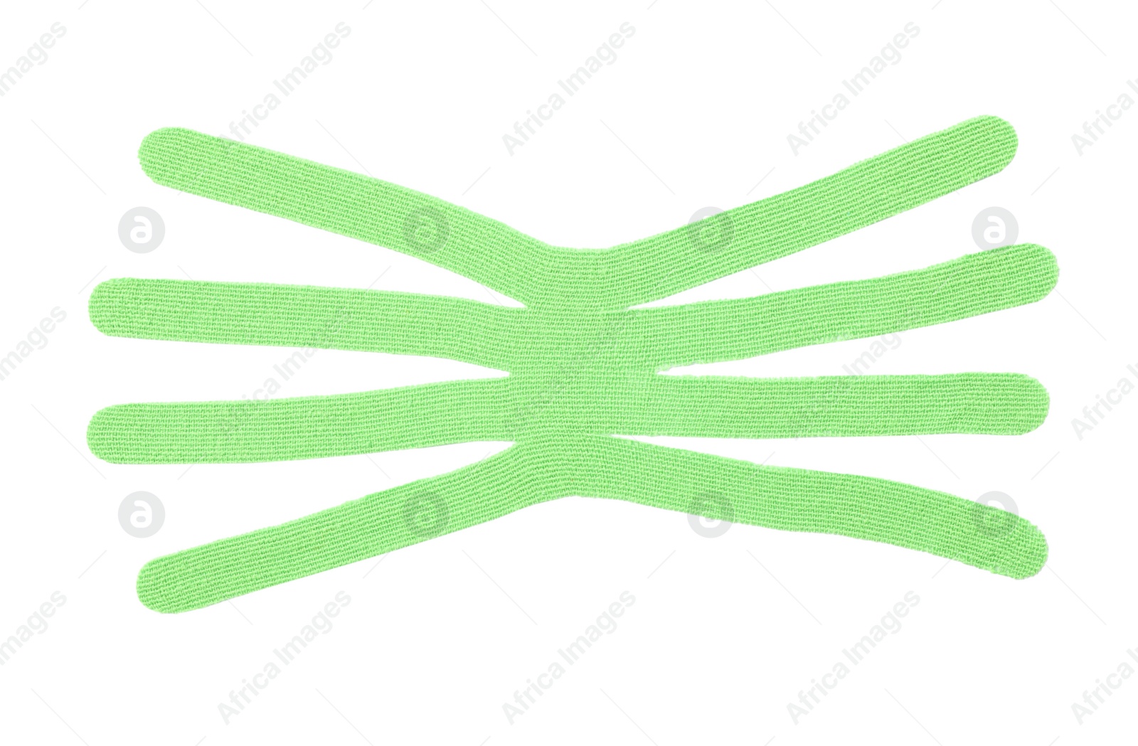 Photo of Green kinesio tape piece on white background, top view