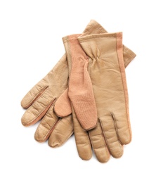 Photo of Military gloves on white background