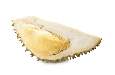 Piece of fresh ripe durian isolated on white