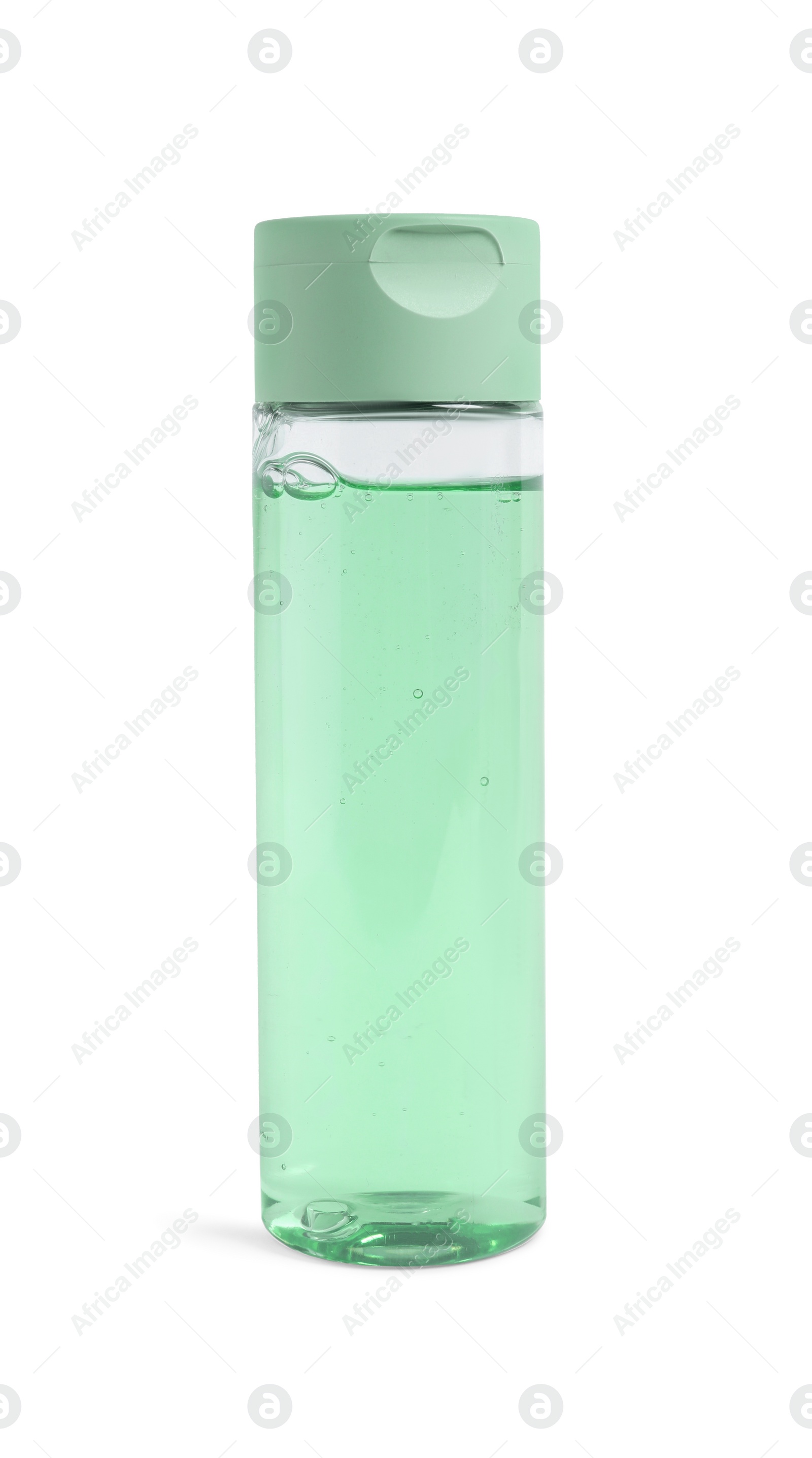 Photo of Bottle with cosmetic product on white background