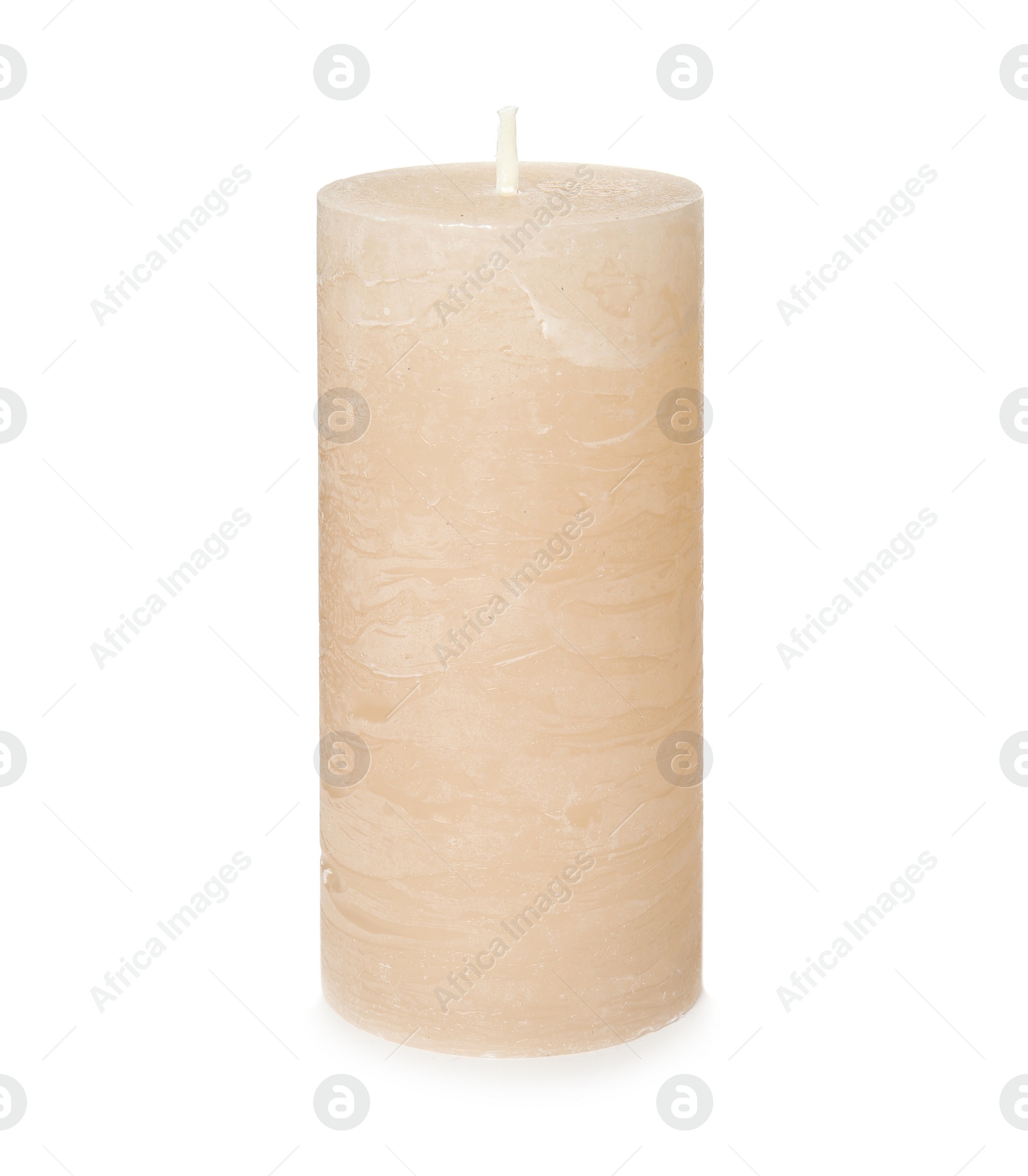 Photo of One color wax candle on white background