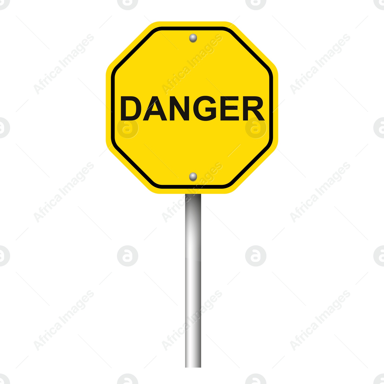 Illustration of Yellow road sign with word Danger on white background