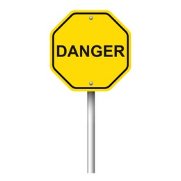 Illustration of Yellow road sign with word Danger on white background