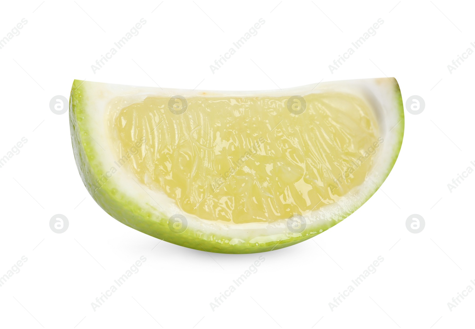 Photo of Citrus fruit. Slice of fresh lime isolated on white