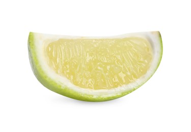 Photo of Citrus fruit. Slice of fresh lime isolated on white