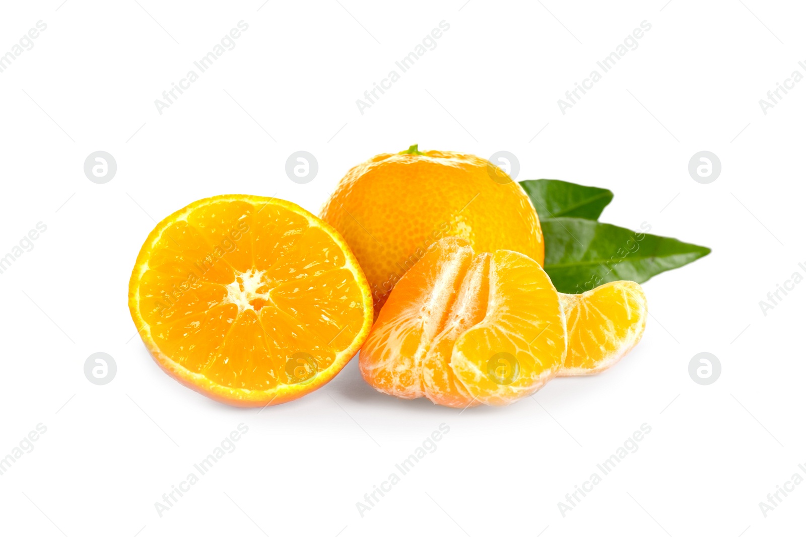 Photo of Fresh ripe juicy tangerines isolated on white