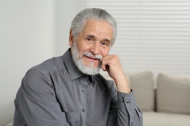 Portrait of handsome senior man at home