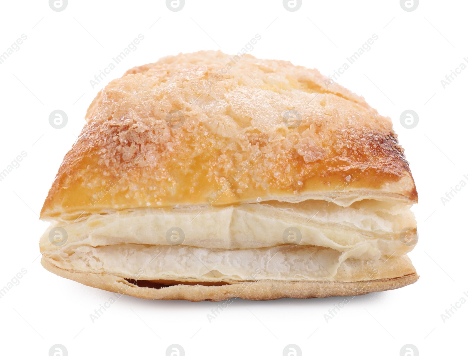 Photo of Puff pastry. One delicious fresh bun isolated on white