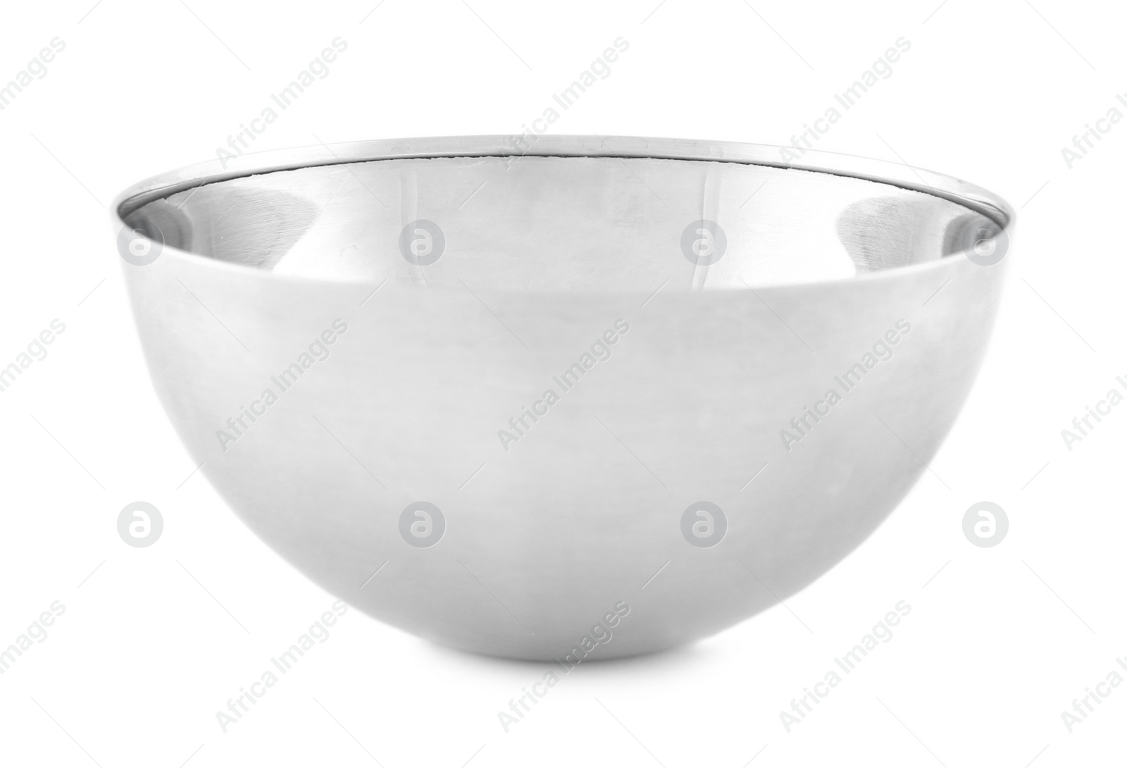Photo of Empty clean metal bowl isolated on white