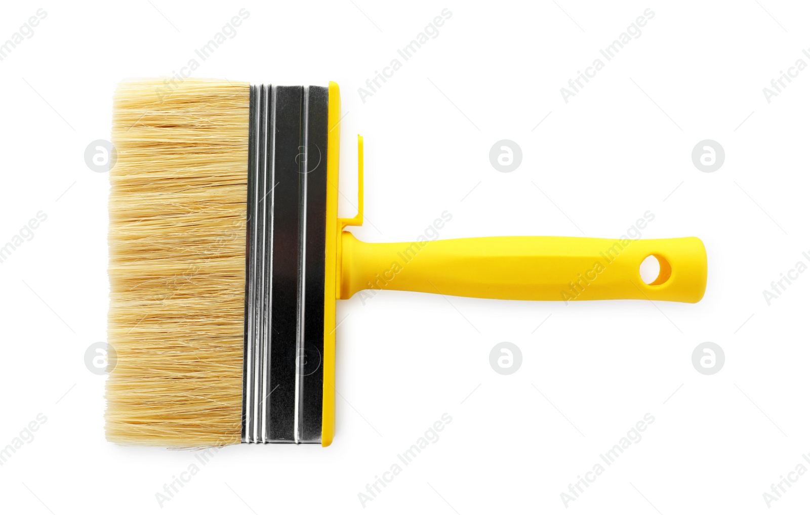 Photo of Paint brush with color handle on white background