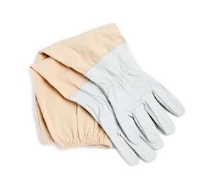 Protective gloves on white background, top view. Safety equipment